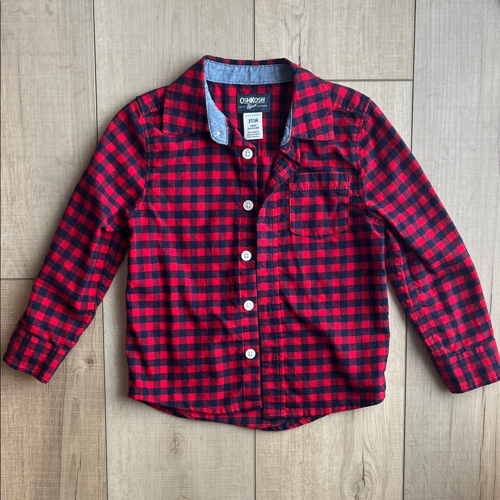 OshKosh B'gosh Kids Red and Black Checkered Shirt - Picture 1 of 4
